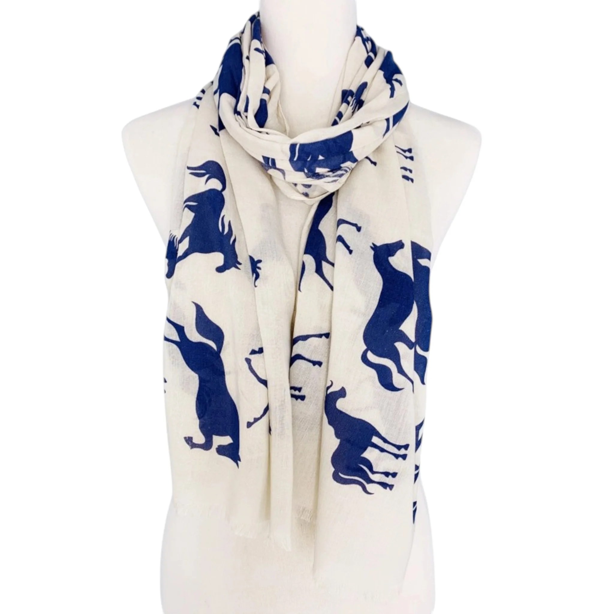 Horse-Themed Cotton Scarf – Equestrian Print - Image 3