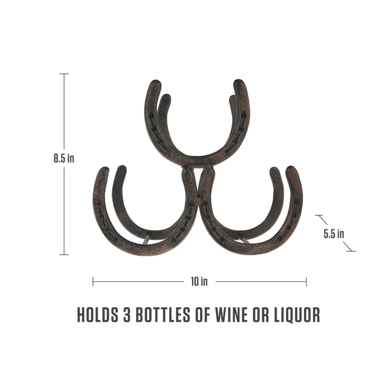 Horseshoe 3 Bottle Wine Rack | Rustic Western Decor - Image 3