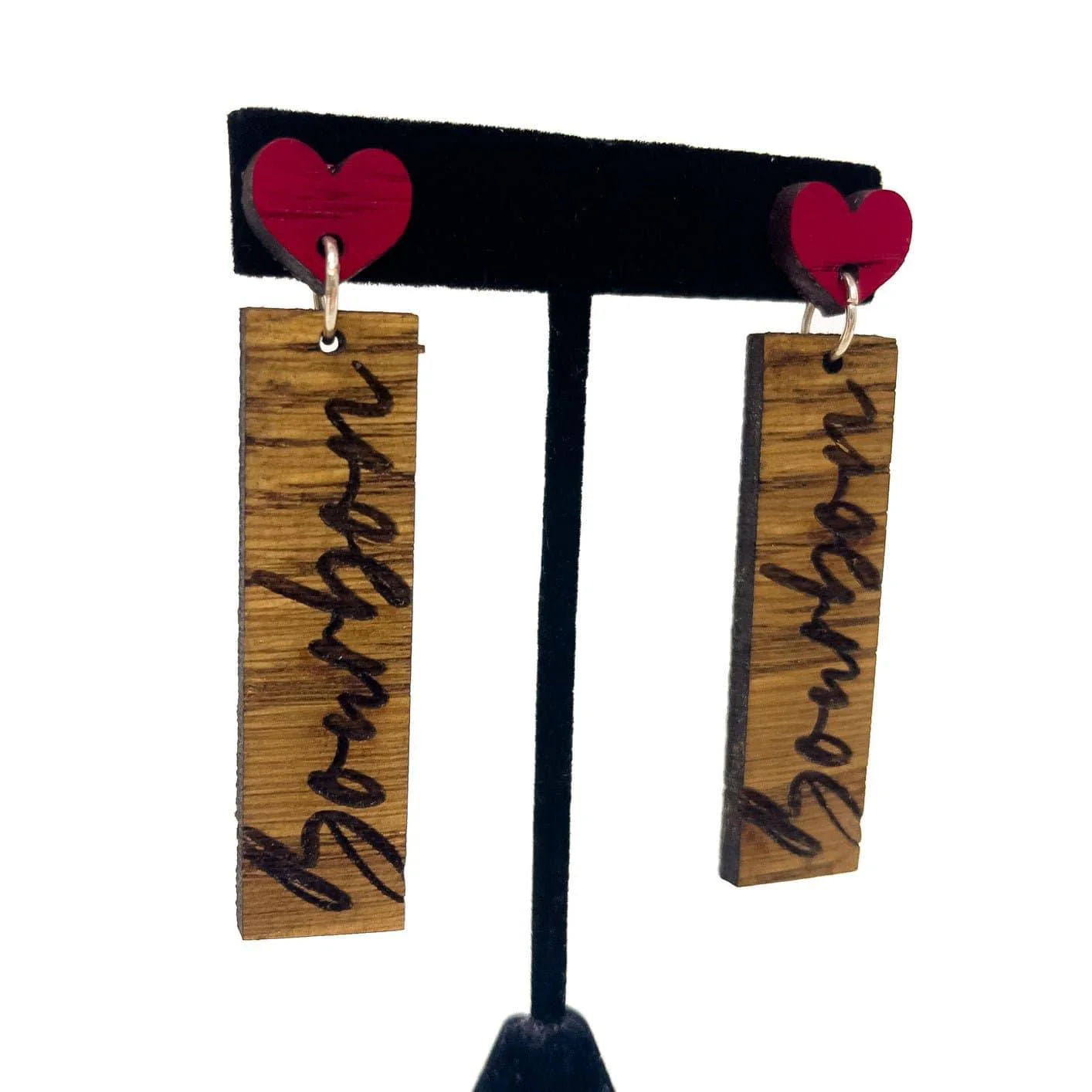I Love Bourbon Wood Earrings - Image 2
