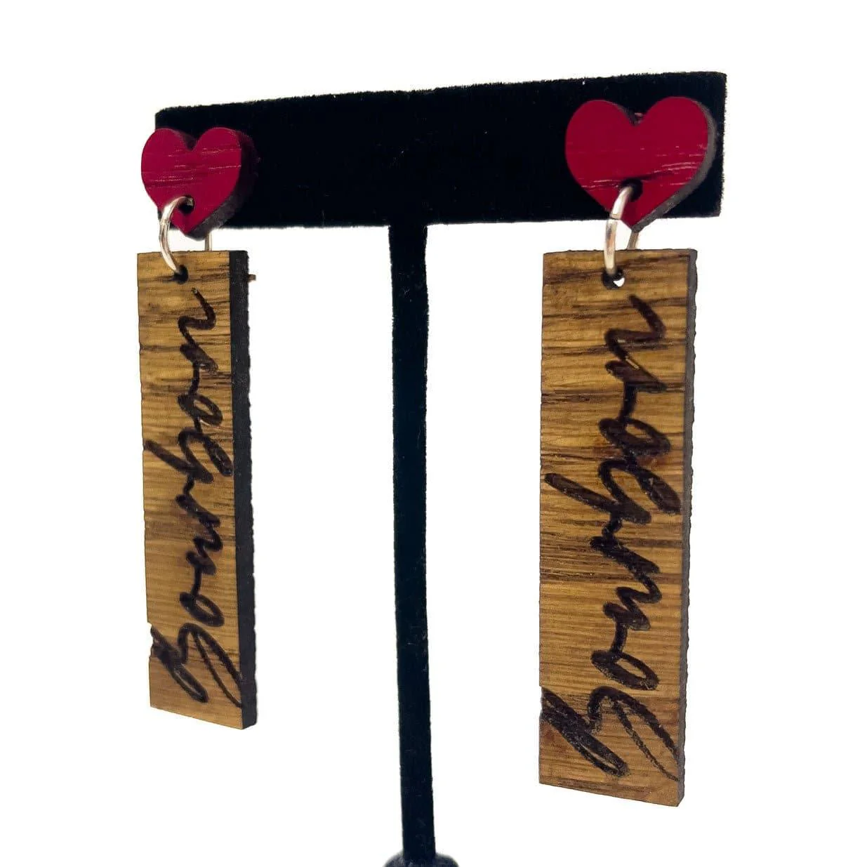 I Love Bourbon Wood Earrings - Image 3