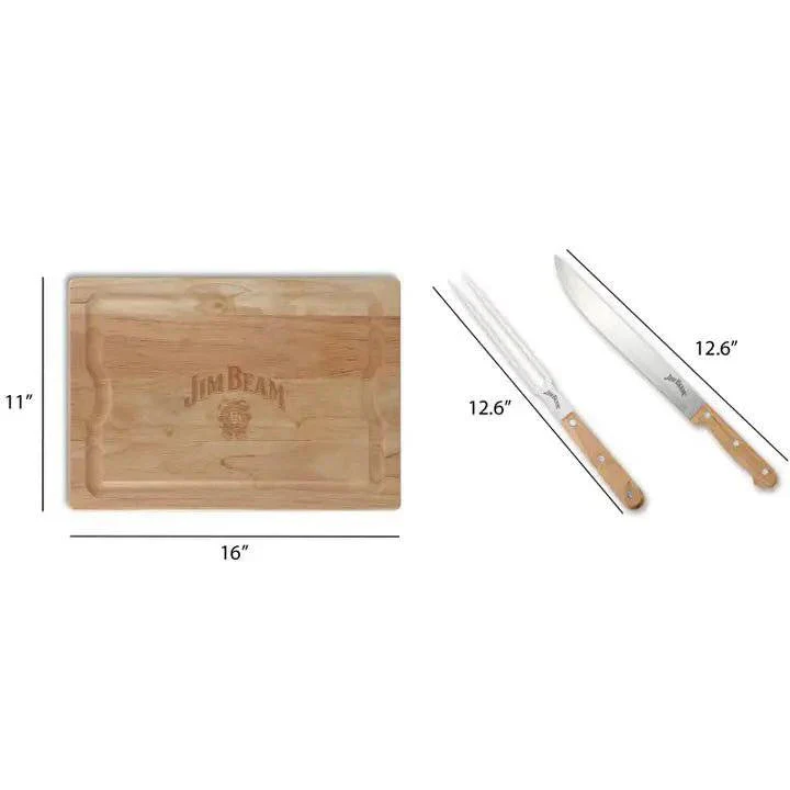 Jim Beam 3-Piece Carving Set – Board, Knife & Fork - Image 3