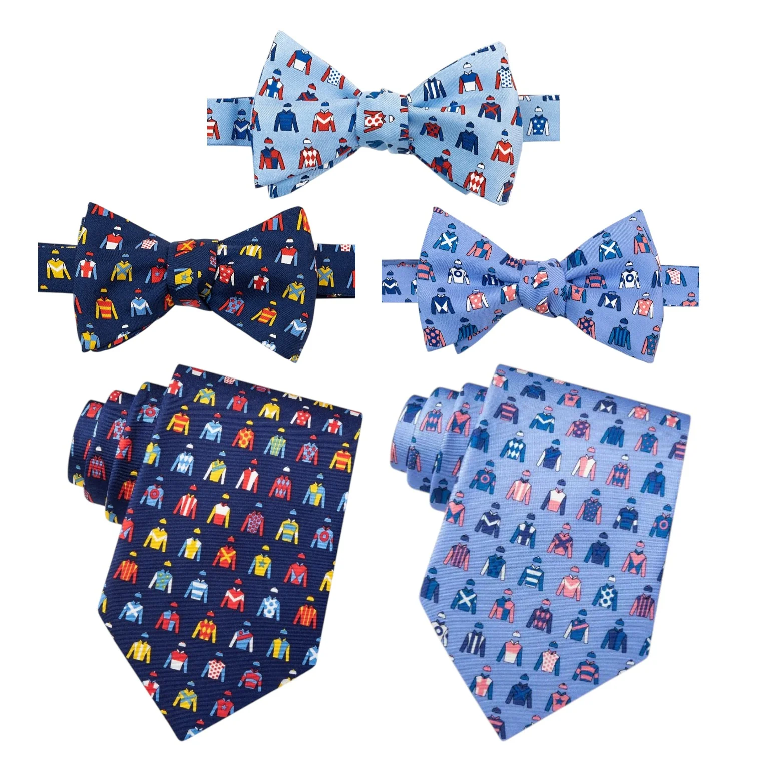Jockey Chic 100% Silk Tie & Bow Tie - Kentucky Derby Equestrian Pattern