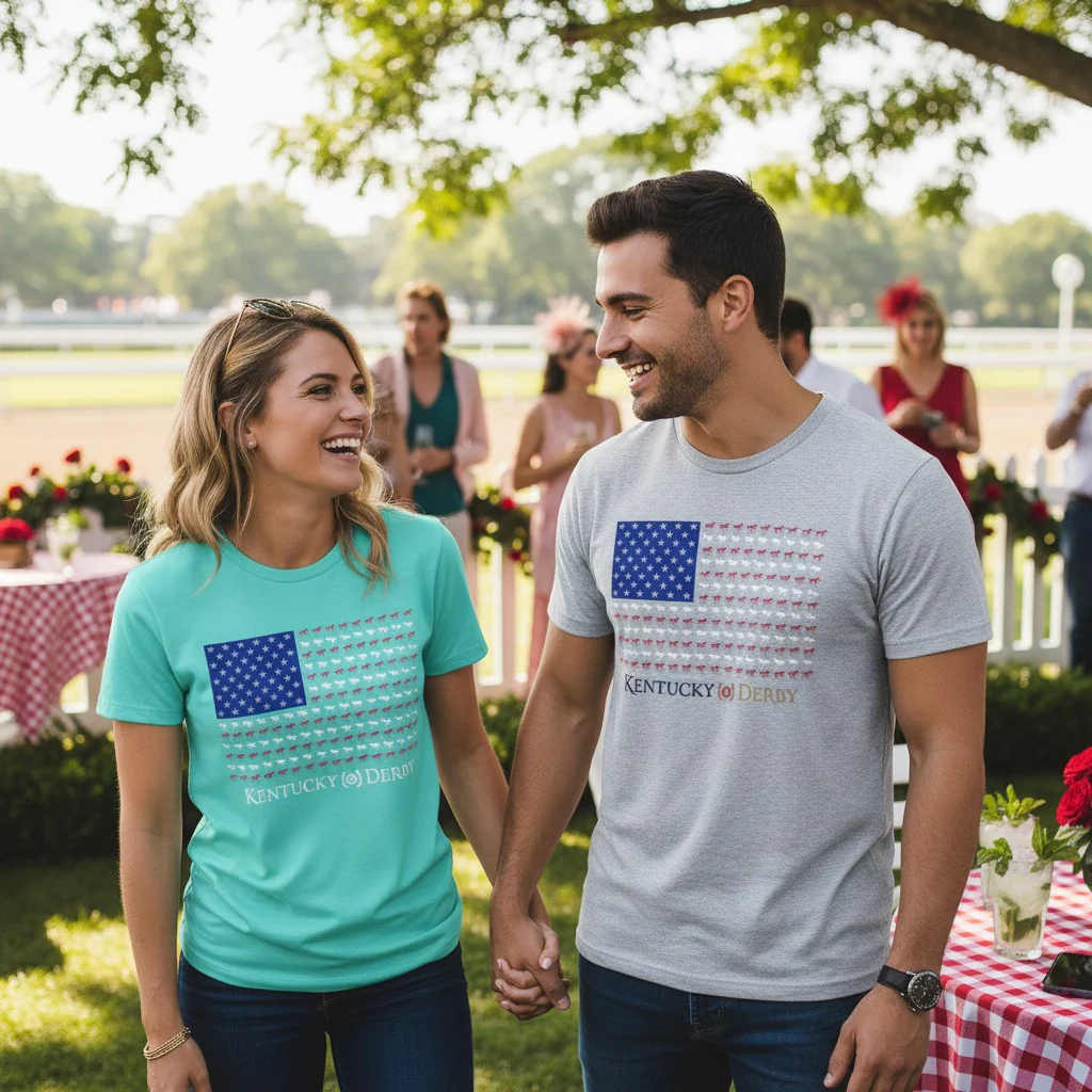 Kentucky Derby 152 Unisex Horse Flag T-Shirt | Patriotic Racing Tee - Image 2