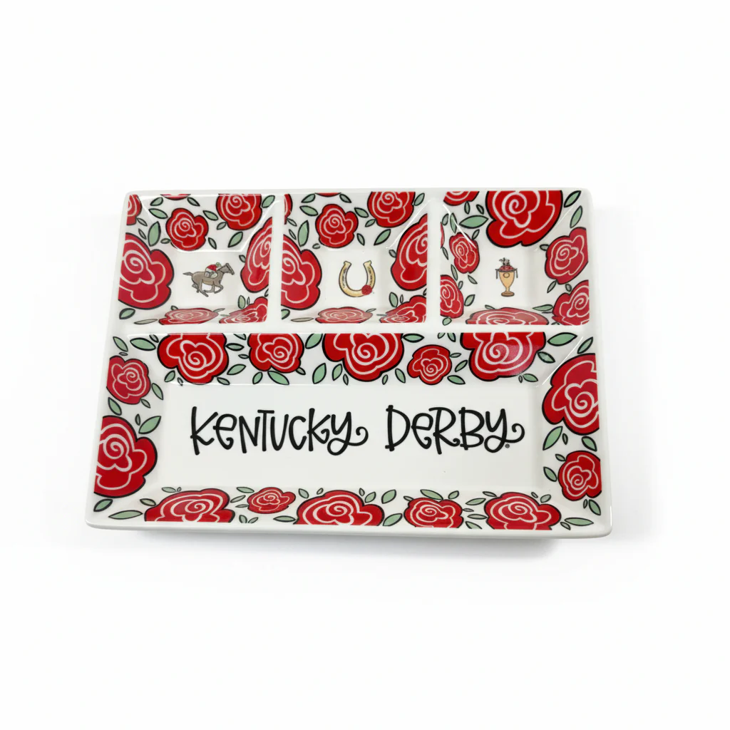 Kentucky Derby 4-Section Platter | 13.5" x 10" Serving Dish