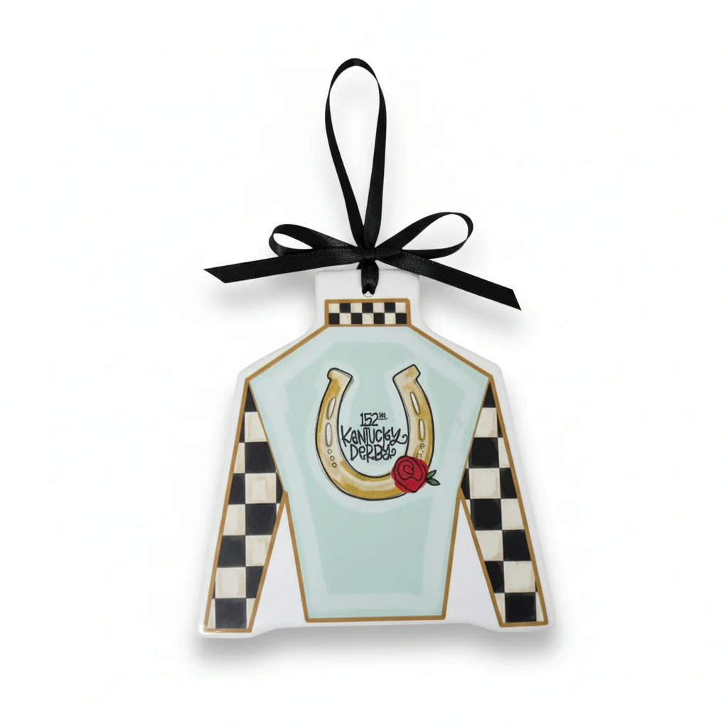 Kentucky Derby Ceramic Jockey Silk Ornament | 5" x 5"