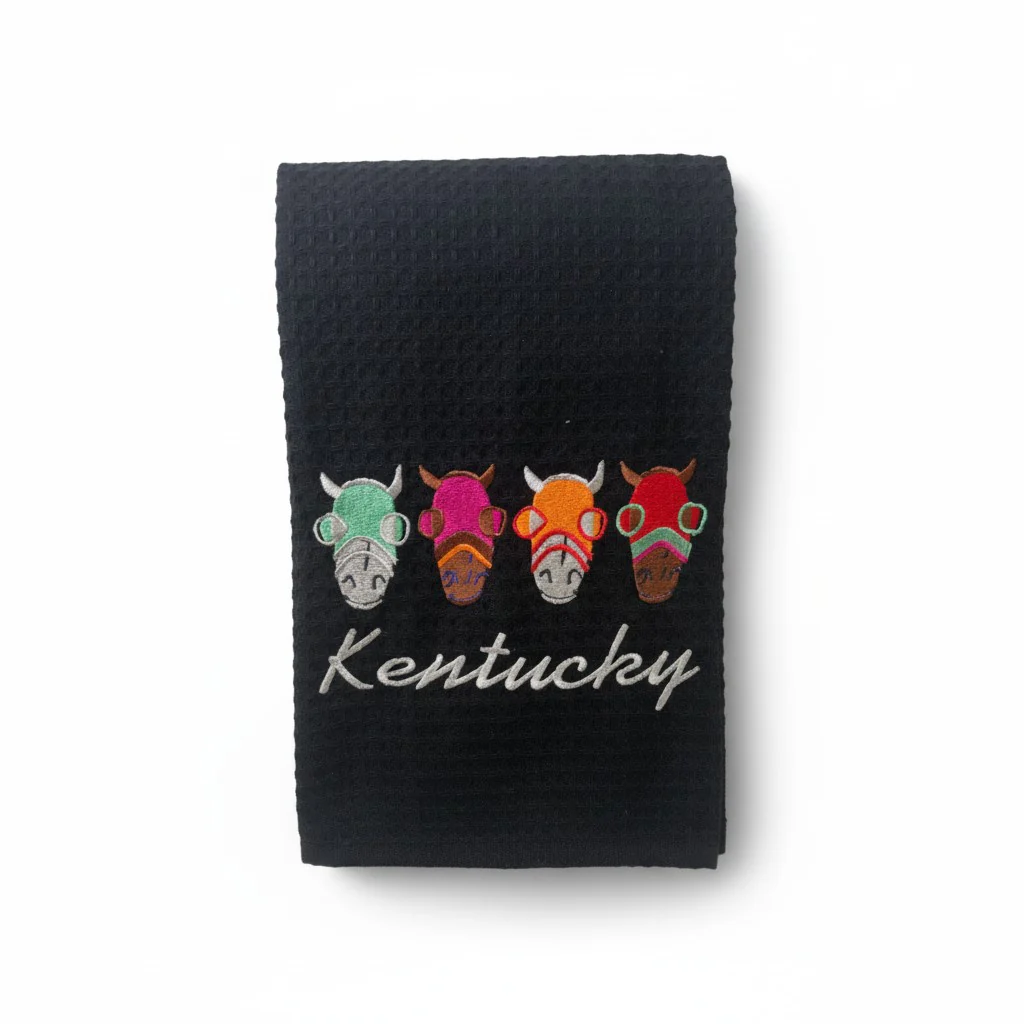 Kentucky Derby Embroidered Horse Head Tea Towel - Image 2