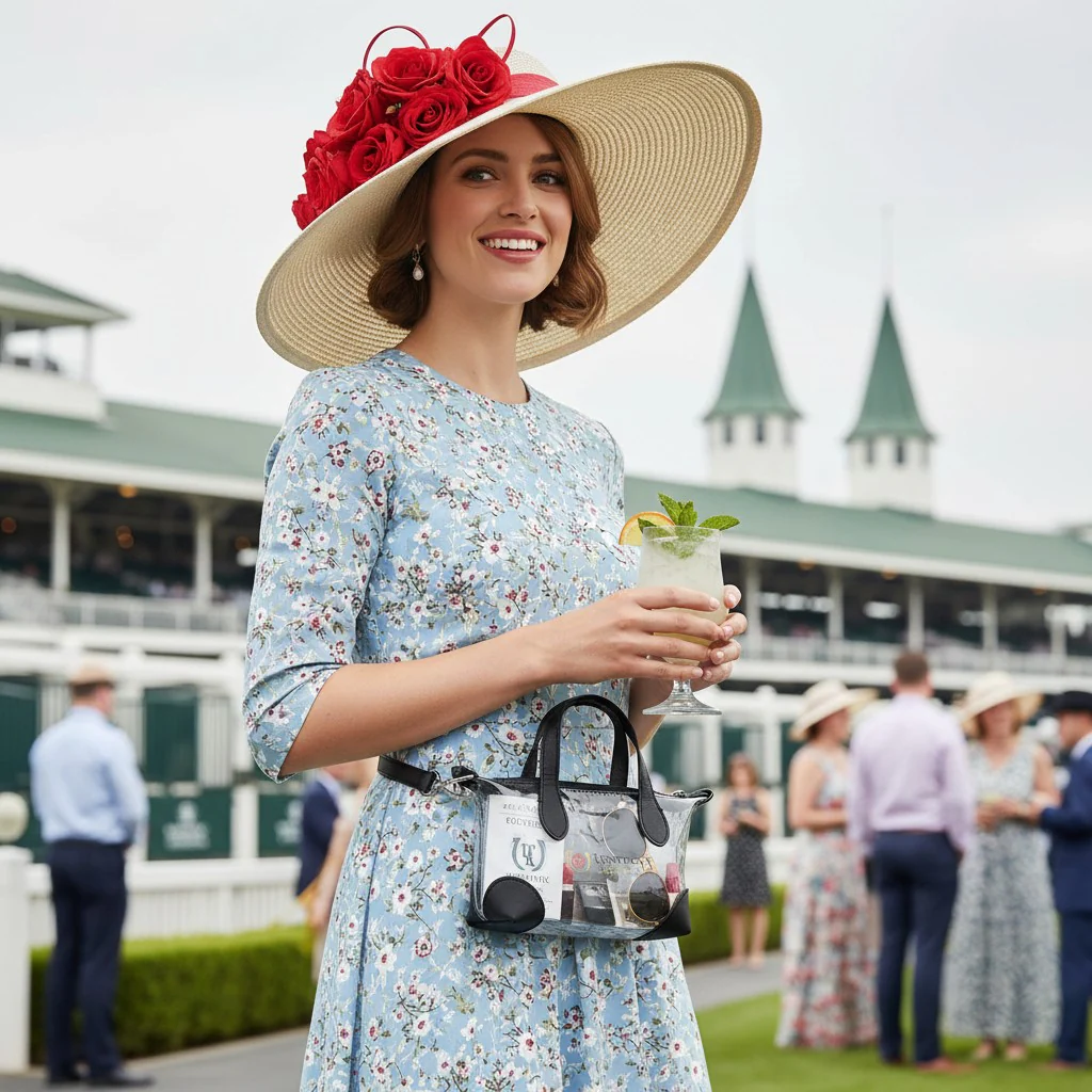 Kentucky Derby Iconic Logo Clear PVC Purse | Faux Leather Accents & Adjustable Strap - Image 2