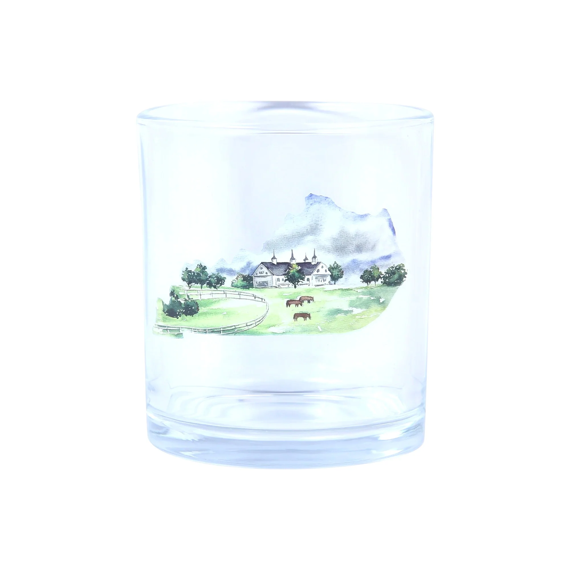Kentucky Horse Farm Rocks Glass – 11 oz Double Old-Fashioned Bourbon Glass