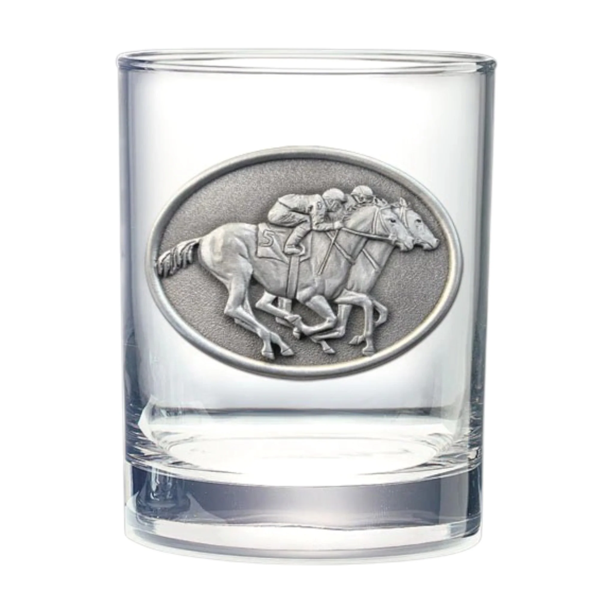 Kentucky Pewter Double Old-Fashioned Glass – By a Nose, Fleur-de-Lis, or Racehorse in Pasture - Image 4