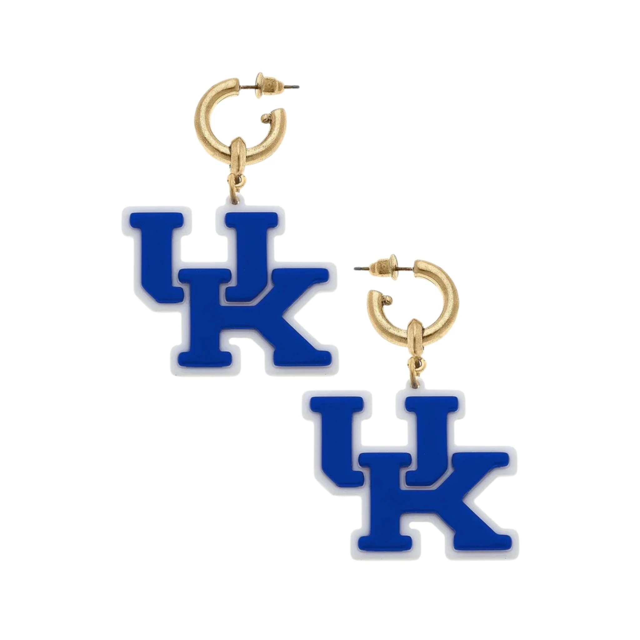 Kentucky Wildcats Resin Logo Drop Hoop Earrings – Blue