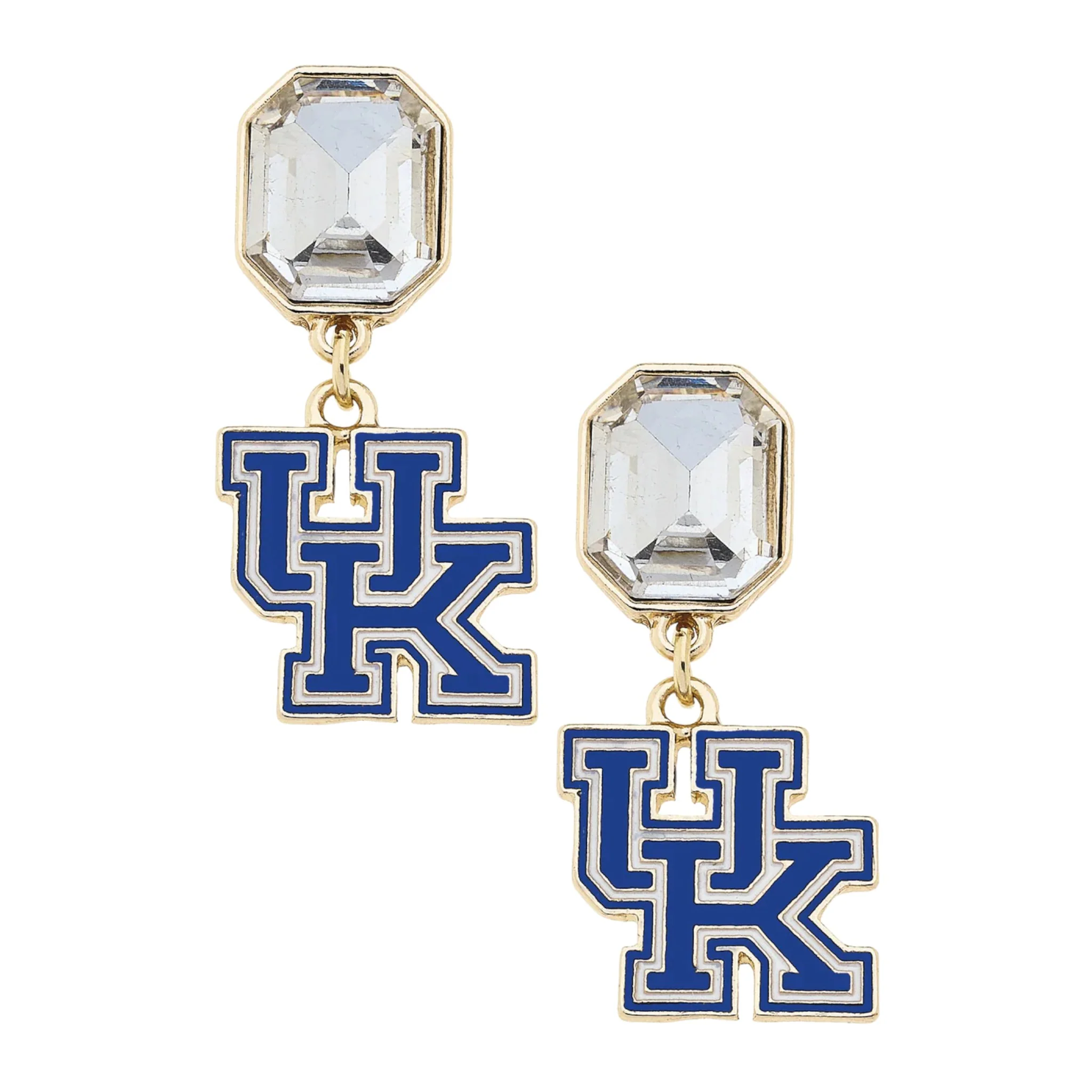 Kentucky Wildcats Rhinestone Enamel Logo Earrings – Shiny Gold