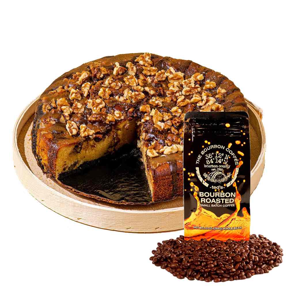 Large 10" Bourbon Barrel Cake + Ted’s The Bourbon Coffee (10 oz)