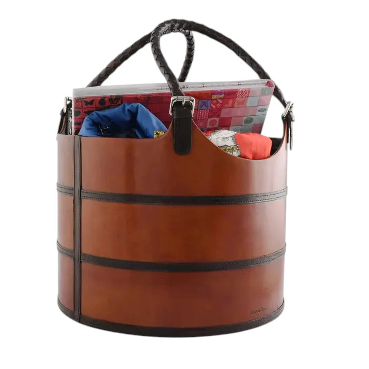 Leather Bit Magazine Basket – Handcrafted Real Leather with Pewter Equestrian Bit - Image 4