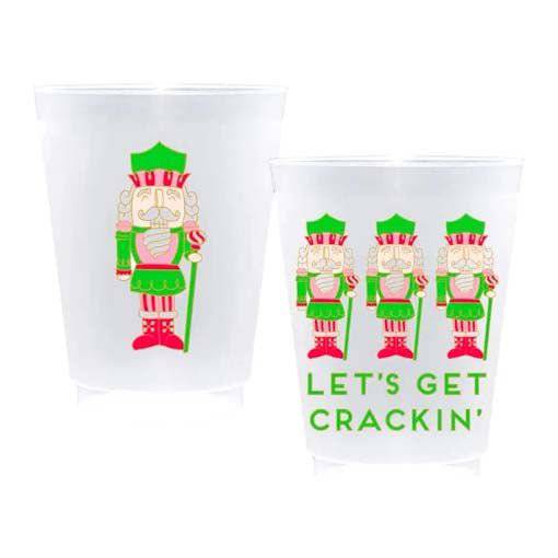 Let's Get Crackin' Nutcracker Shatterproof Frost Flex Plastic Cups (Set of 10)