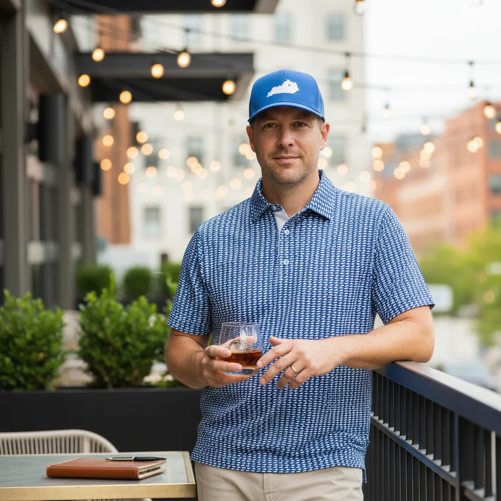 Lexington, Kentucky Performance Polo | Bluegrass Micro-Pattern - Image 2