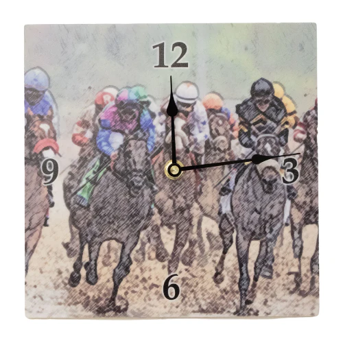 Marble Horse Racing Clock – Kentucky Derby Wall Decor