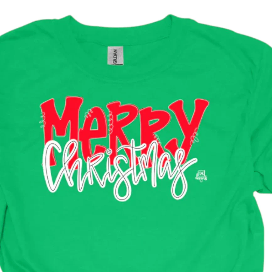 Merry Christmas Green Holiday T-Shirt - Image 3