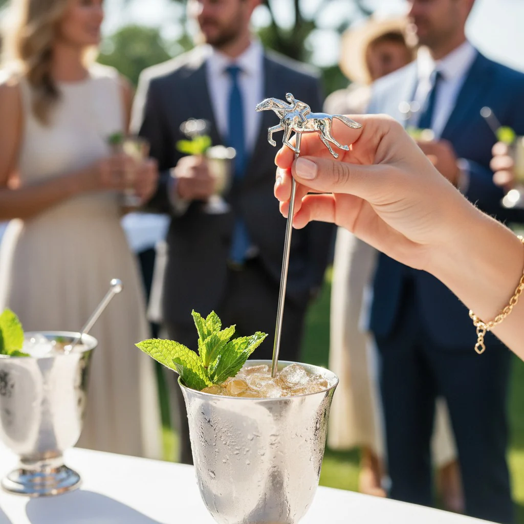 Metal Horse Racing Cocktail Stirrer - Gold & Silver Finishes - Image 2