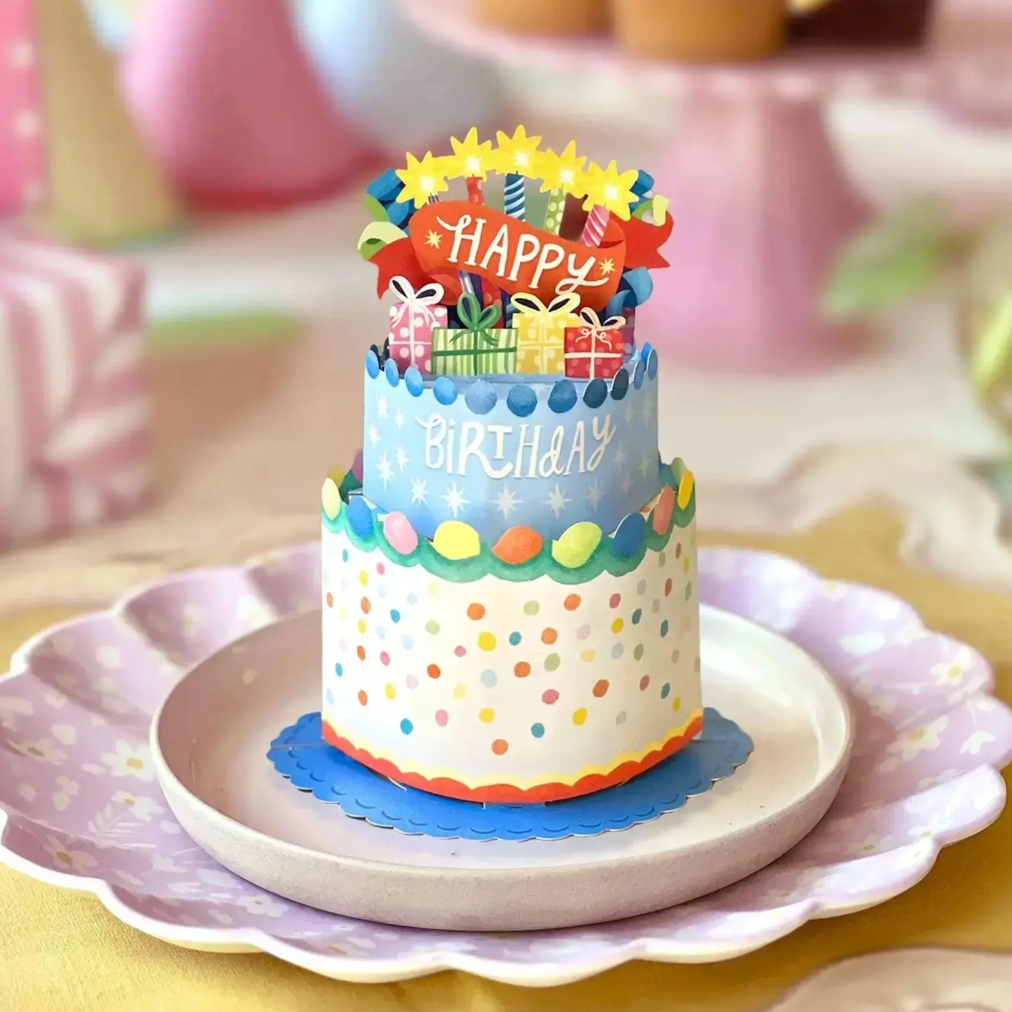 Mini Confetti Cake Pop-Up Card – 3D Birthday Cake with Rainbow Confetti