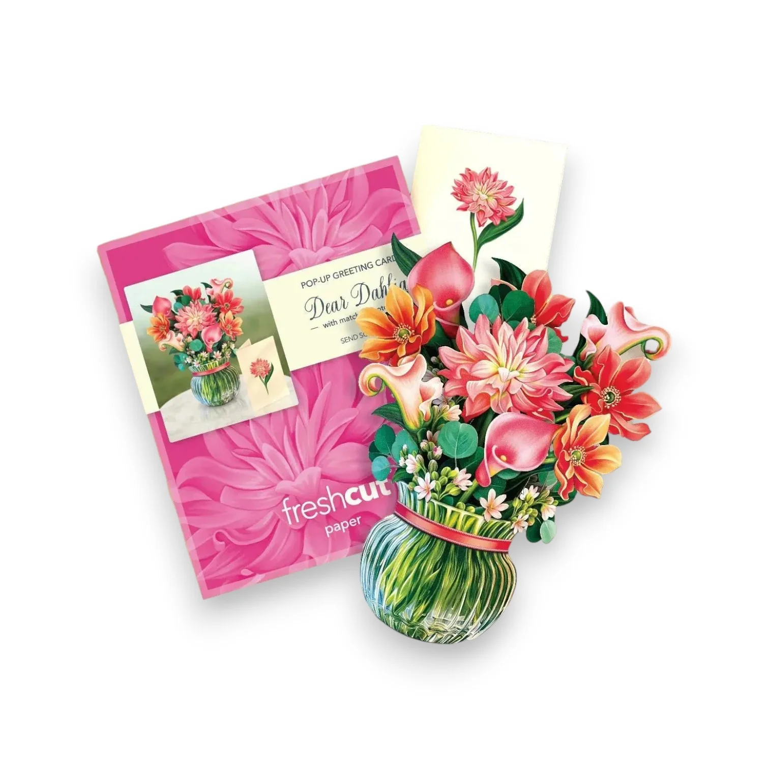 Mini Dear Dahlia Pop-Up Card | Pocket-Sized Paper Flower Bouquet