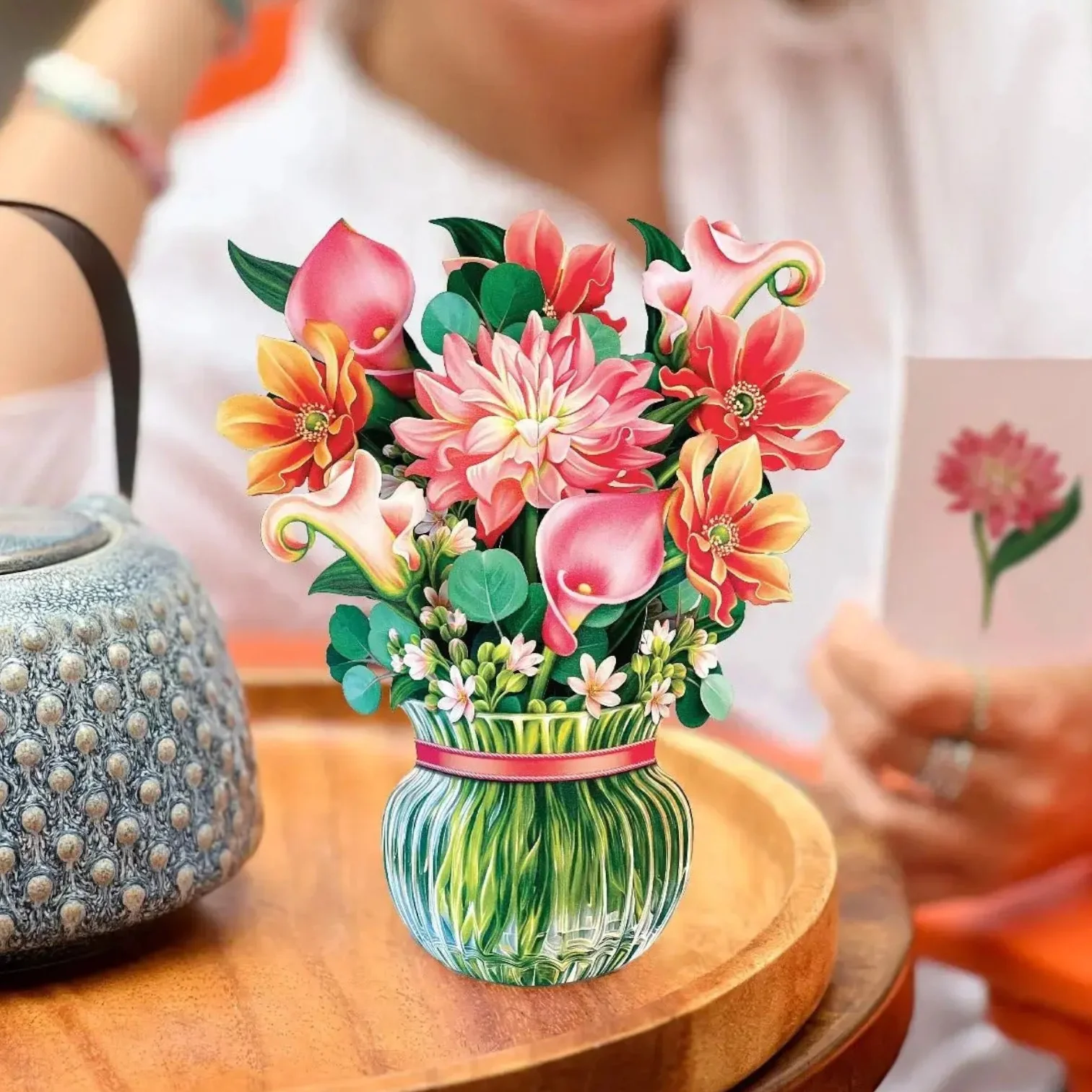 Mini Dear Dahlia Pop-Up Card | Pocket-Sized Paper Flower Bouquet - Image 2