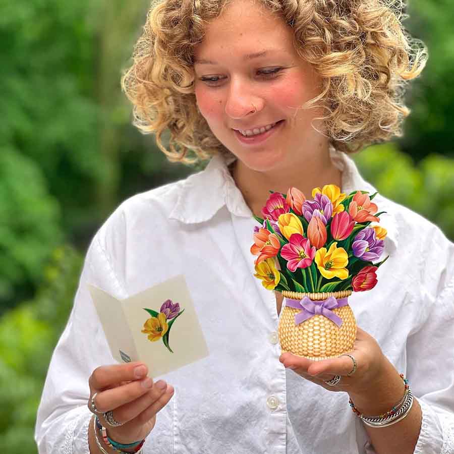 Mini Festive Tulips Paper Flower Bouquet - Image 3