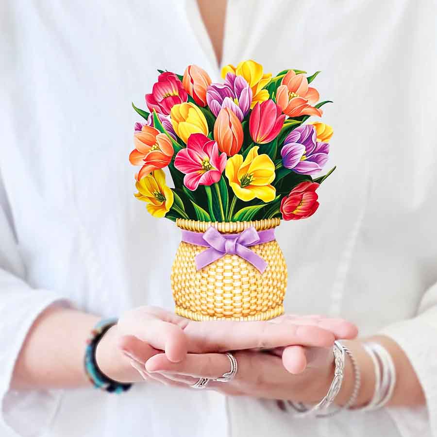 Mini Festive Tulips Paper Flower Bouquet - Image 6