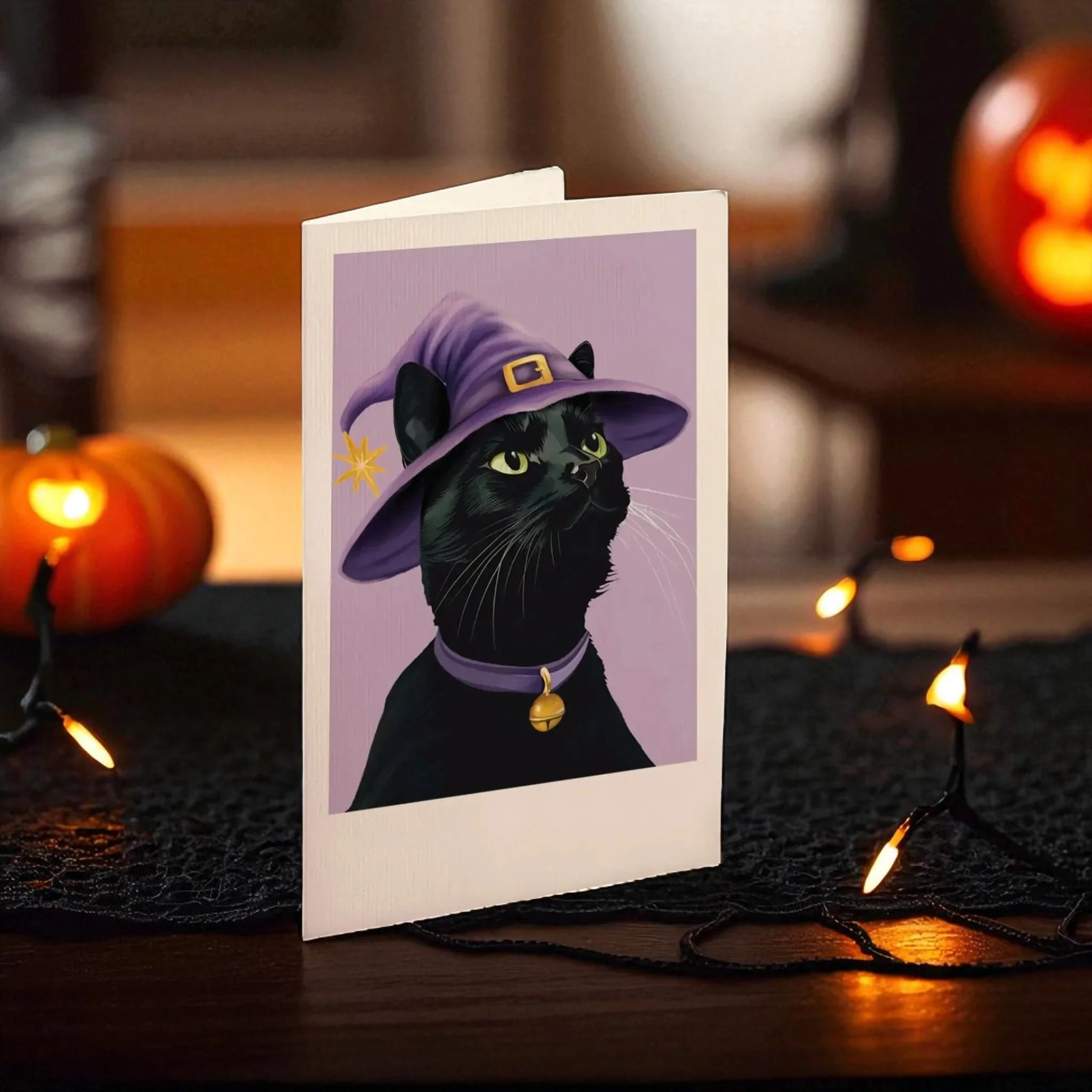 Mini Halloween Cat Pop-Up Card – 3D Witchy Cat with Pumpkin - Image 4