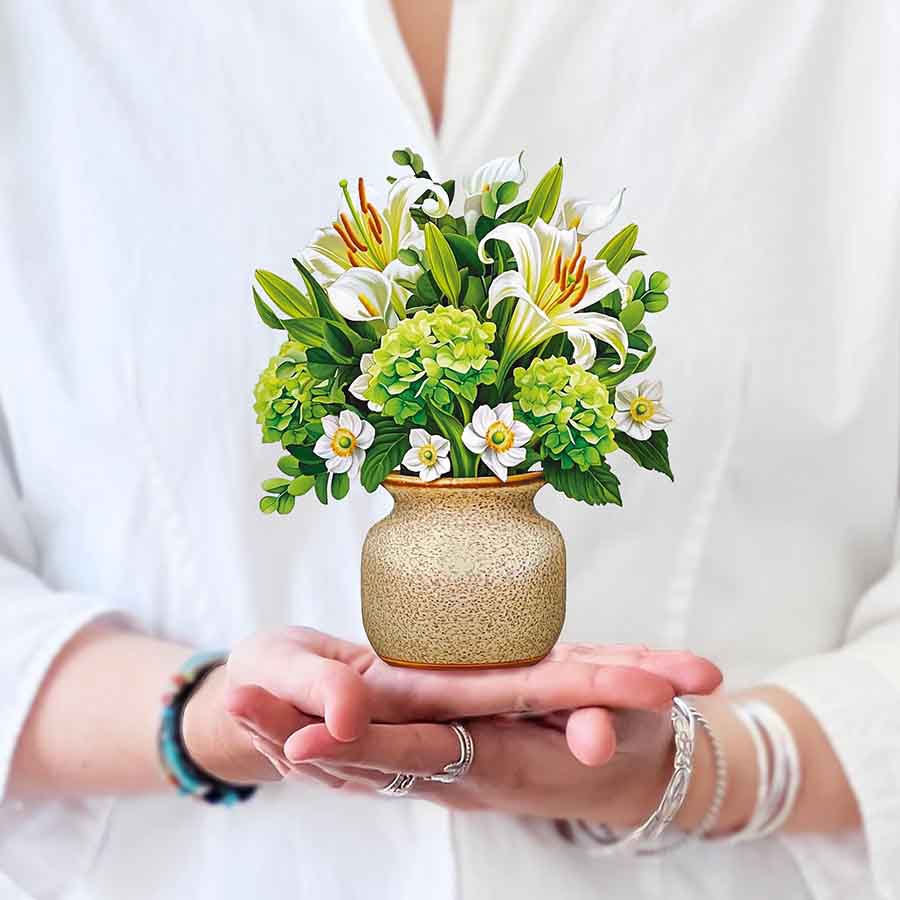 Mini Ivory & Sage Paper Flower Bouquet
