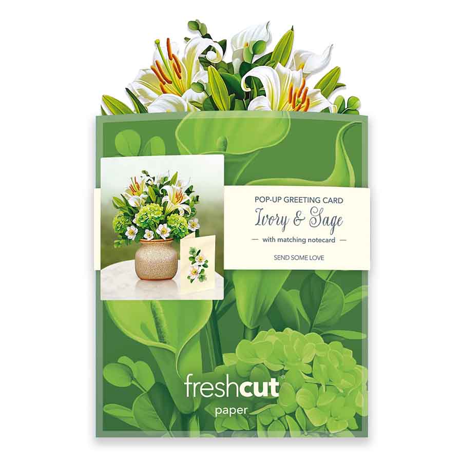 Mini Ivory & Sage Paper Flower Bouquet - Image 4