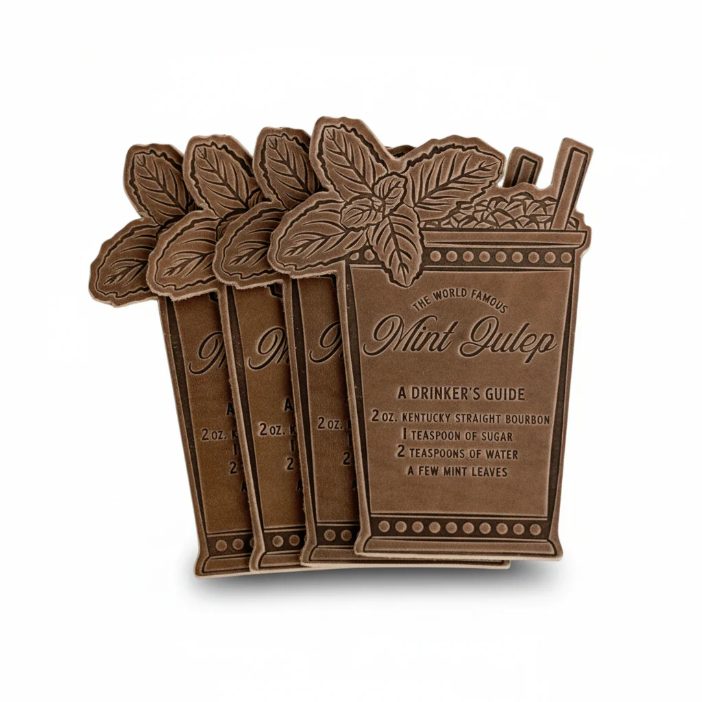 Mint Julep Recipe Leather Coasters | Set of 4 | Handcrafted Horween Leather