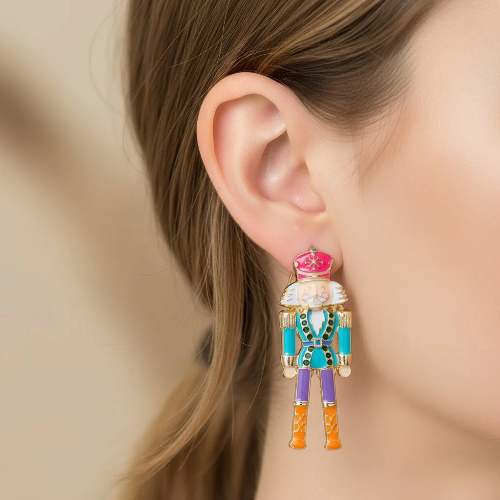 Nutcracker Enamel Soldier Earrings in Multi - Image 2