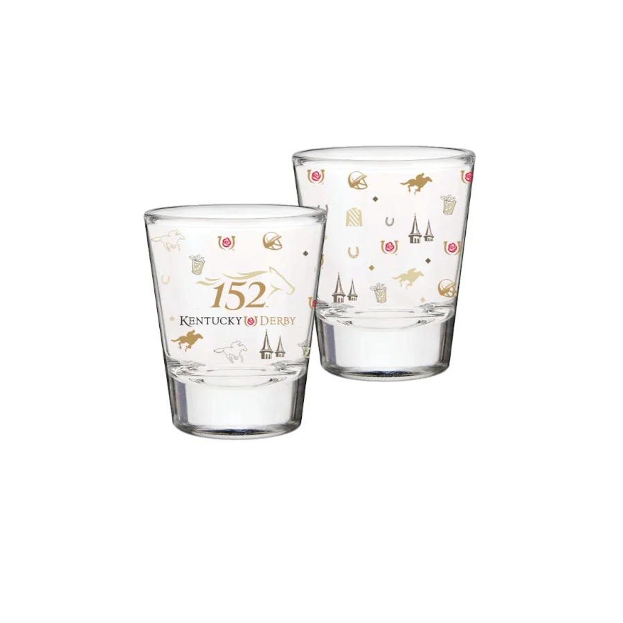 Official 152nd Kentucky Derby Silks Pattern Wrap Clear Shot Glass | 1.75 oz