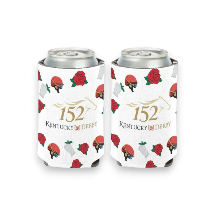 Official 152nd Kentucky Derby White Patterned Can Cooler | 12 oz