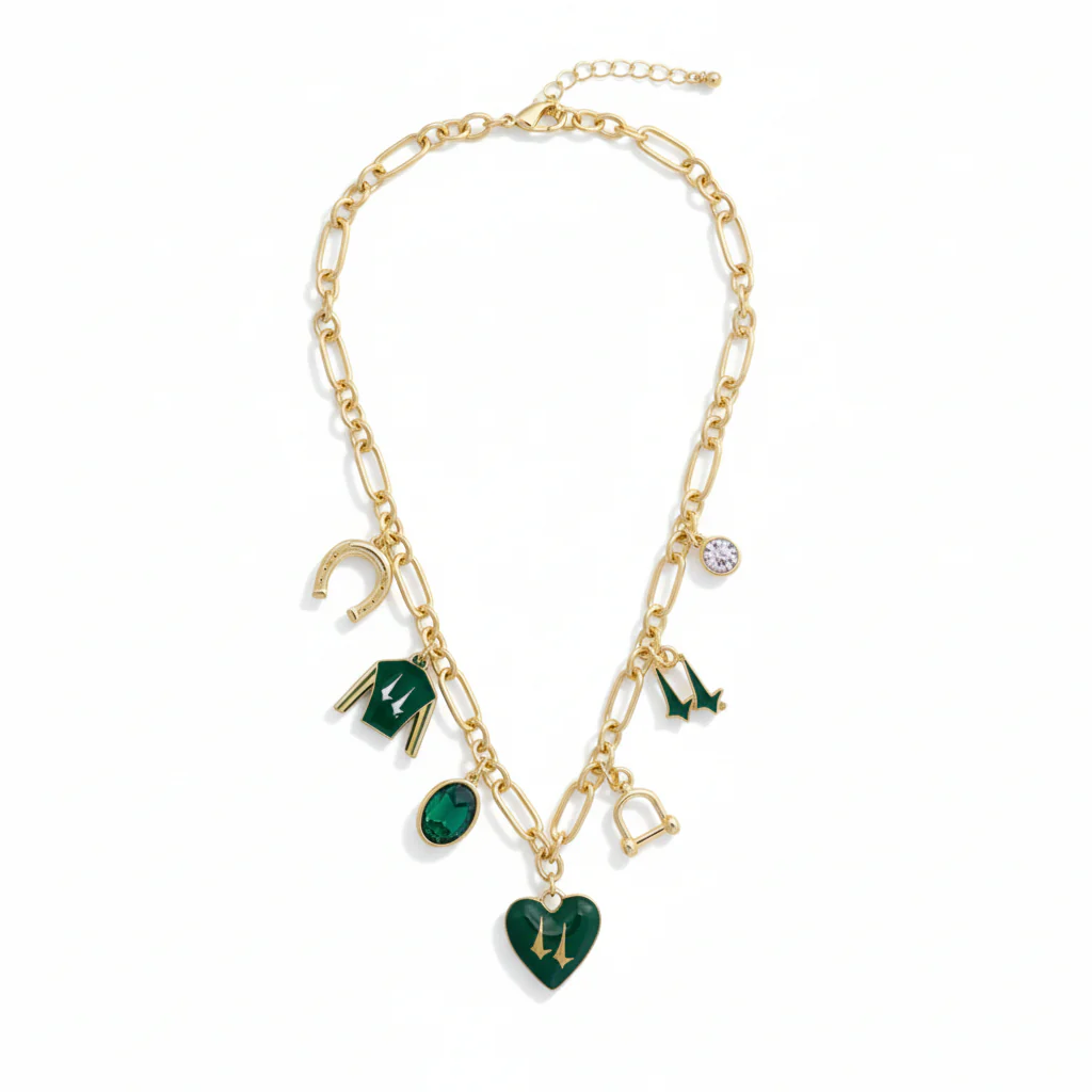 Official Churchill Downs Jockey Silk Enamel Charm Necklace | Green - Image 2
