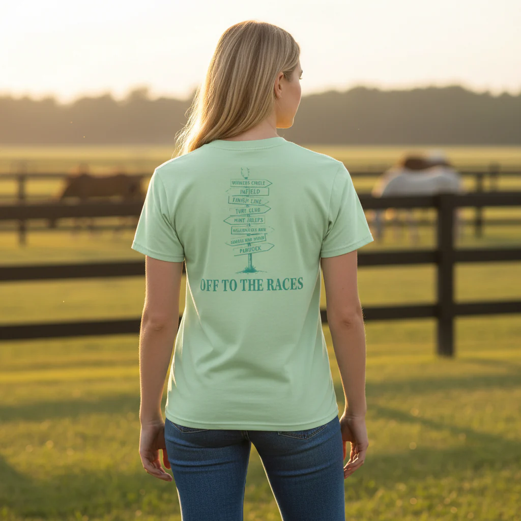 Official Kentucky Derby 152 "Off to the Races" Signpost T-Shirt - Image 2