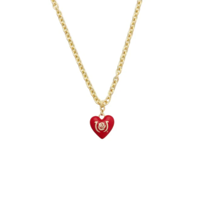 Official Kentucky Derby "Run for the Roses" Enamel Heart Necklace | Red