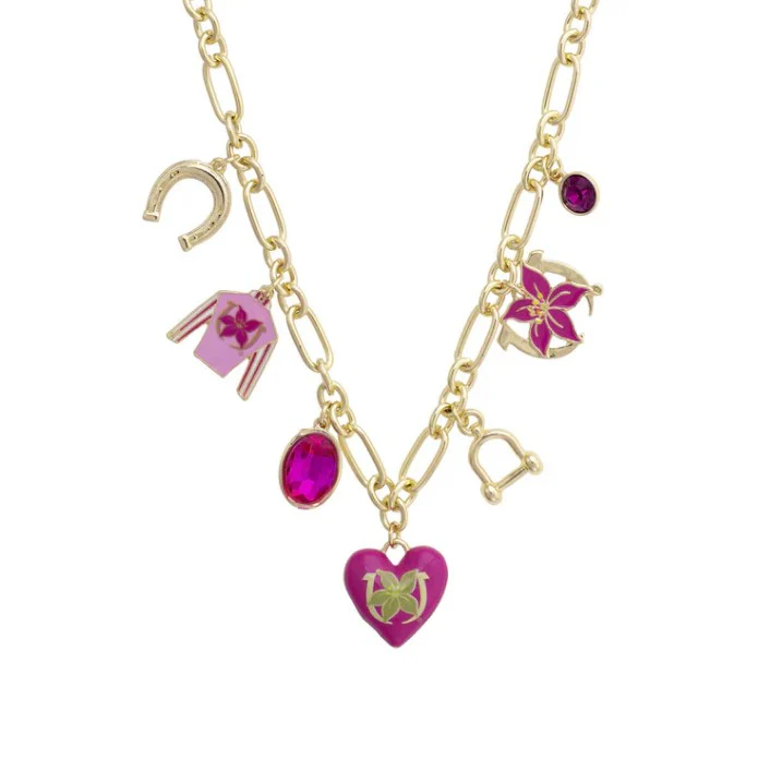 Official Kentucky Oaks Enamel Charms Necklace | Pink Lily & Gold