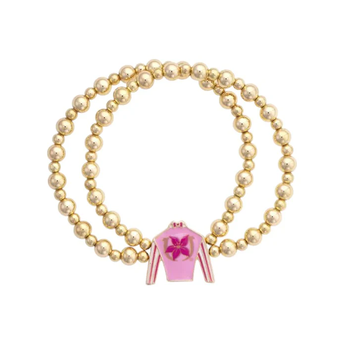Official Kentucky Oaks "Stargazer" Jockey Silk Stretch Bracelet | Pink & Gold