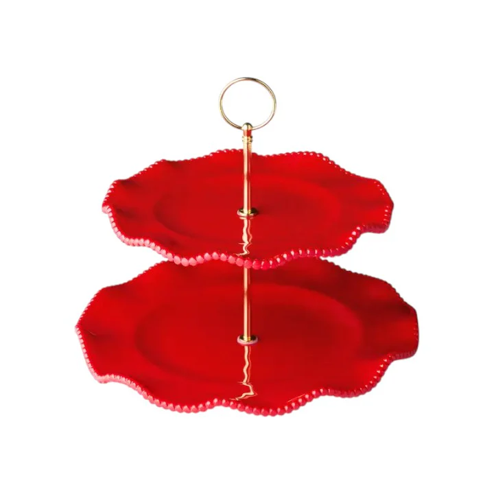 Perlette Red Melamine 2-Tier Server – 11in & 9in Plates