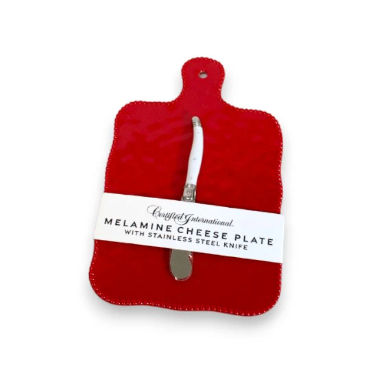 Perlette Red Melamine Cheese Board with Knife – Elegant Serveware - Image 3