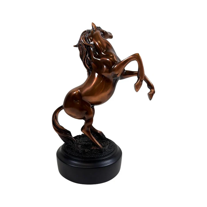 Rearing Stallion Sculpture | Copper Finished Horse Statue - Image 6