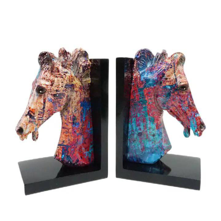 Resin Horse Book End Set