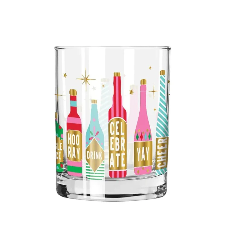 Retro Bottles Double Old Fashioned Glass