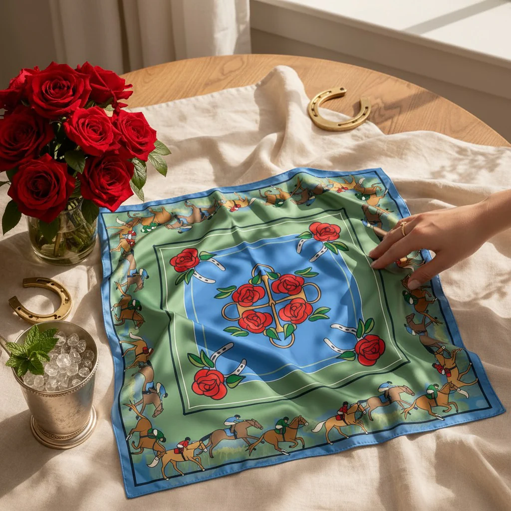 Roses & Reins Kentucky Derby Equestrian Scarf - Image 2