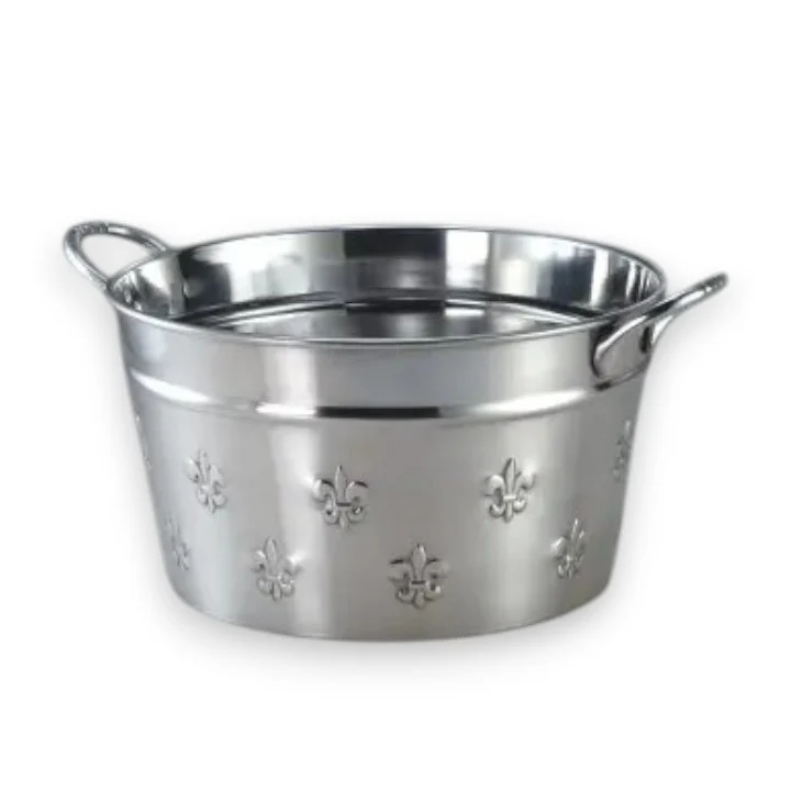 Round Fleur-De-Lis Beverage Tub | Aluminum Outdoor Party Tub