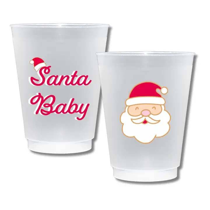 Santa Baby Shatterproof Frost Flex Plastic Cups (Set of 10)