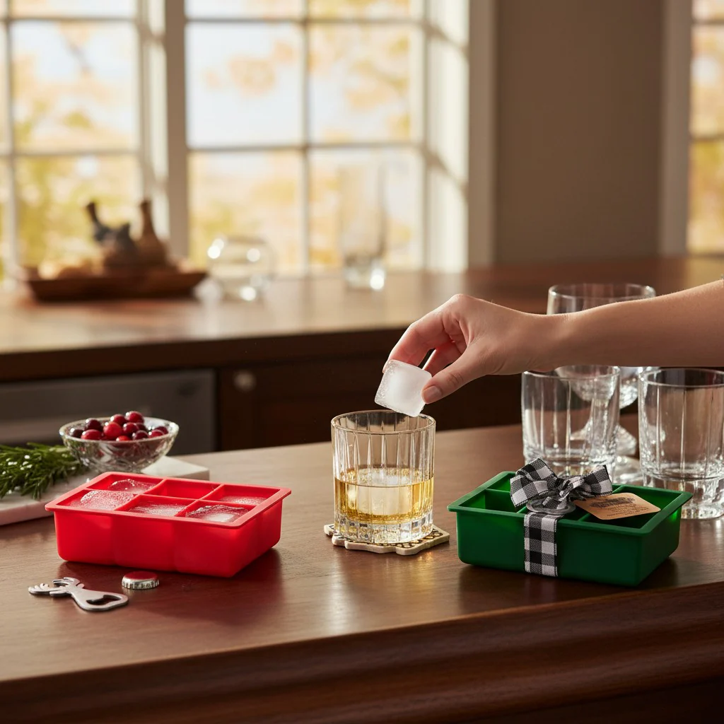Silicone Ice Cube Mold & Bottle Opener Set – Red or Green - Image 2