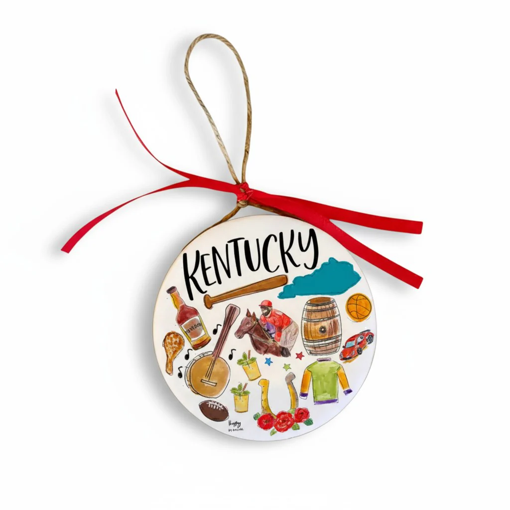 State of Kentucky Wood & Enamel Ornament