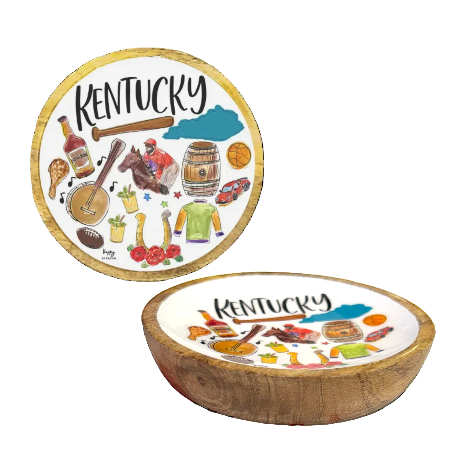 State of Kentucky Wood & Enamel Tray – 5 inch - Image 3